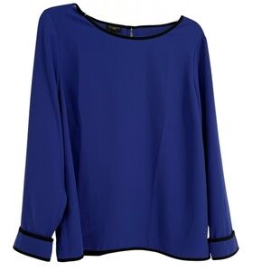 Talbots Purple Black Blouse NWT Top 3/4 Cuffed Sleeves Size L Petite Career